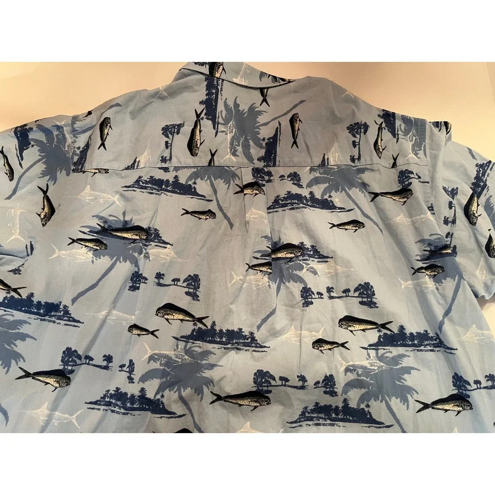 Royal Palm Men's Short Sleeve Button Up Shirt Size‎ 3XL Fishing Fish